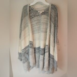 BCBGeneration Women's Striped Gray and Cream Cardigan
